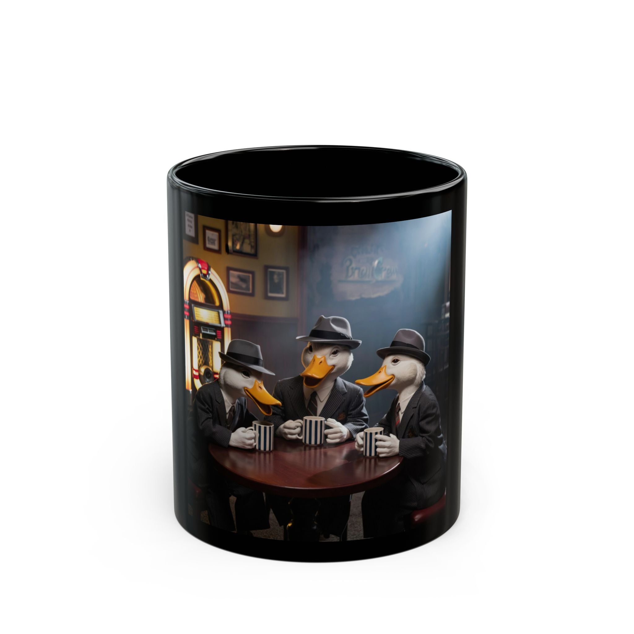 Noir Duck Mafia Ceramic Mug — 11oz/15oz Black Coffee Cup