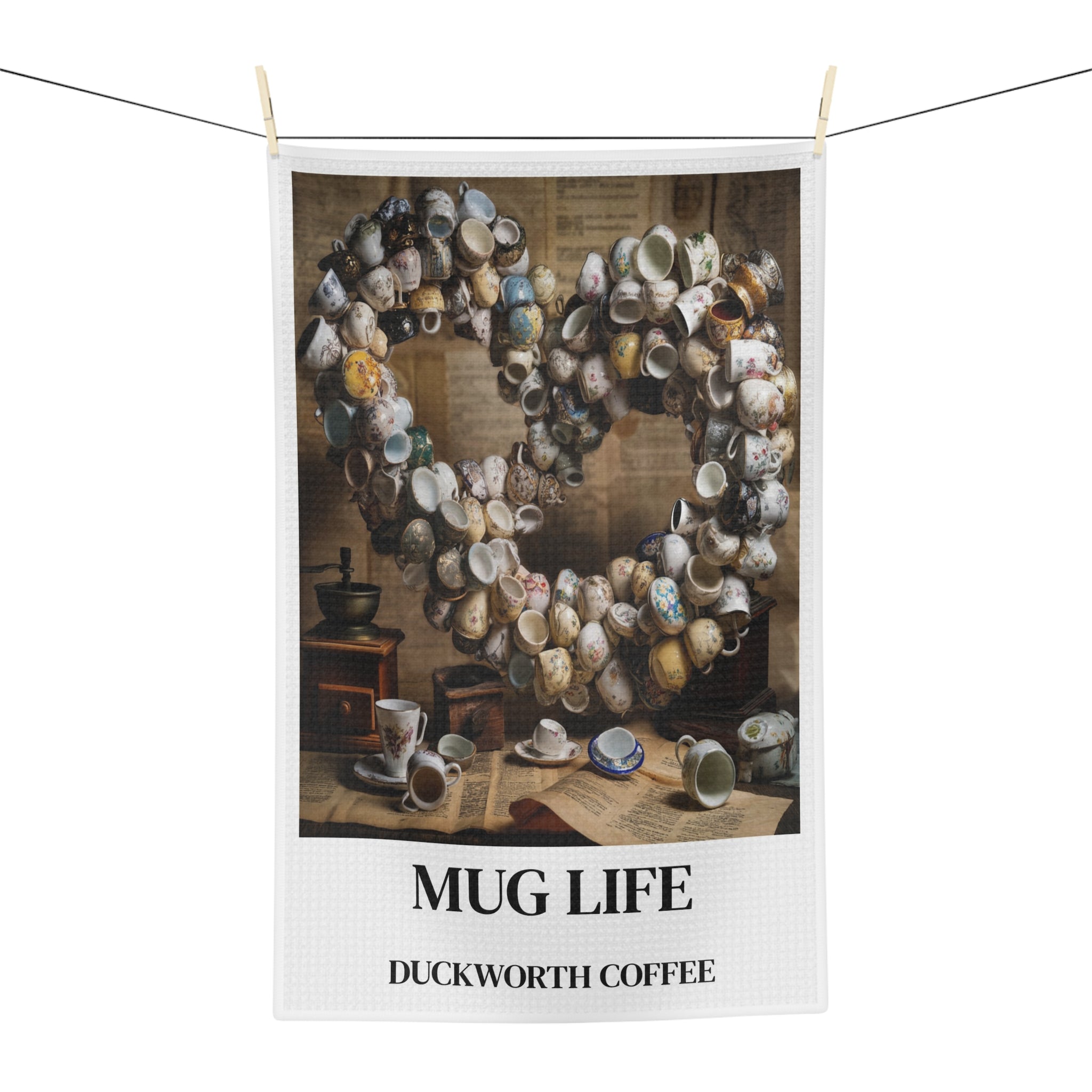 Mug Life Coffee Microfiber Tea Towel — Vintage Coffee Mug Collection Design