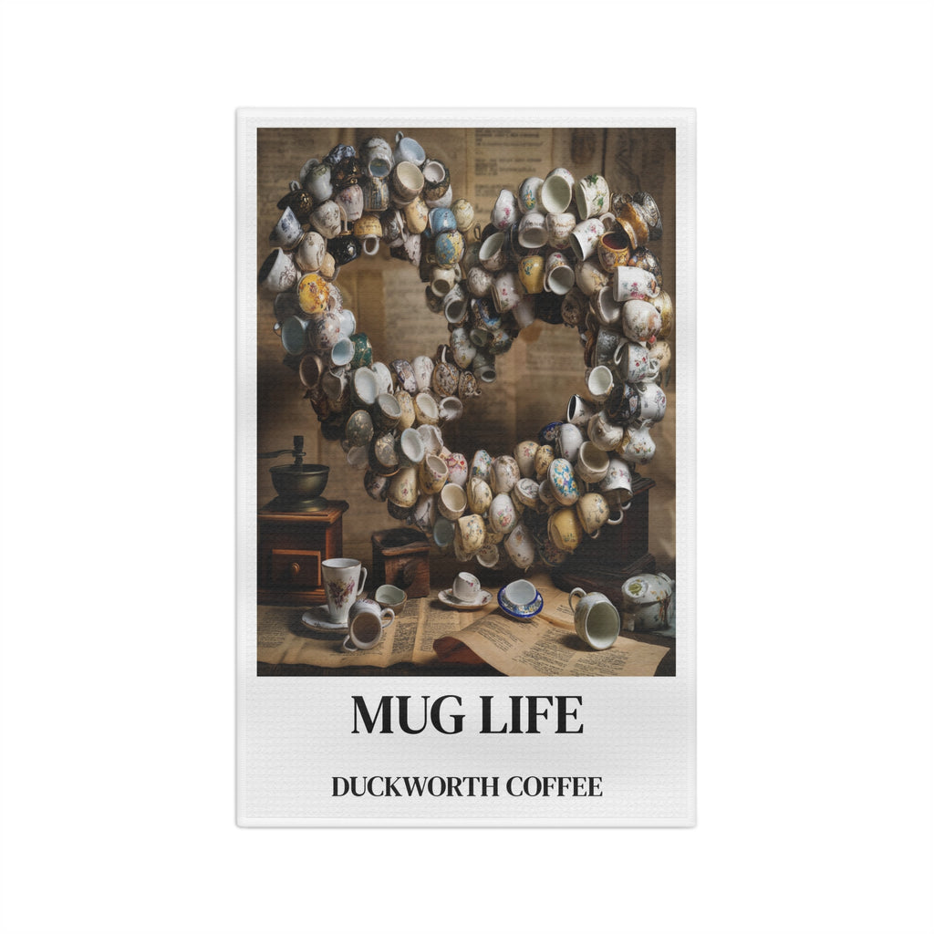 Mug Life Coffee Microfiber Tea Towel — Vintage Coffee Mug Collection Design