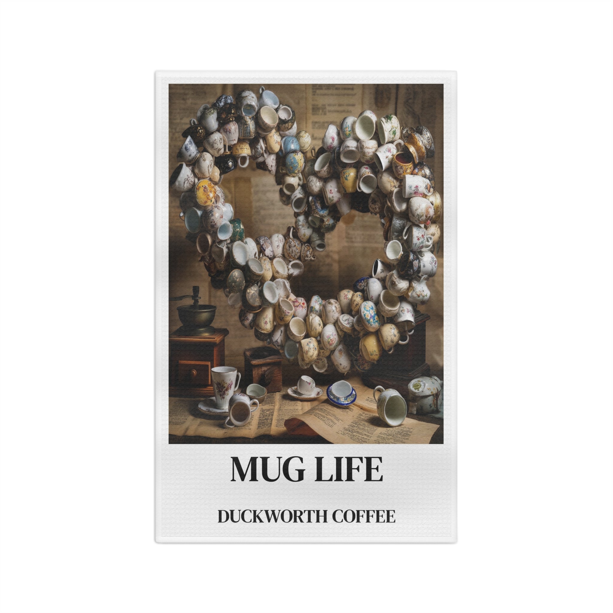 Mug Life Coffee Microfiber Tea Towel — Vintage Coffee Mug Collection Design