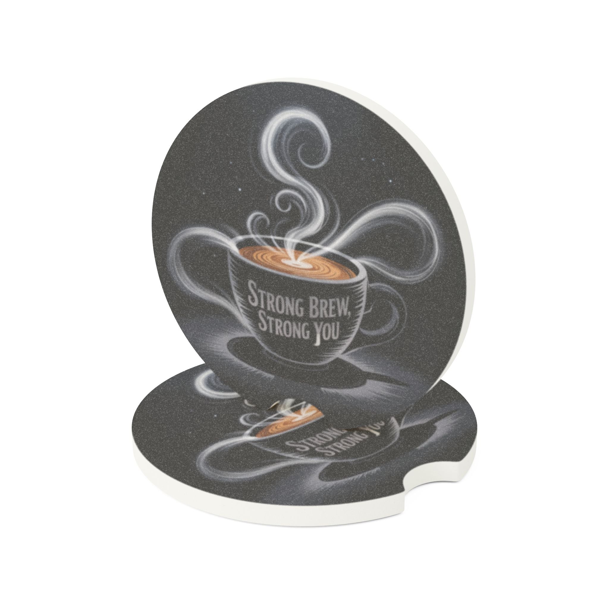 Car Coaster — "Strong Brew, Strong You" Coffee Car Coaster (Soapstone)