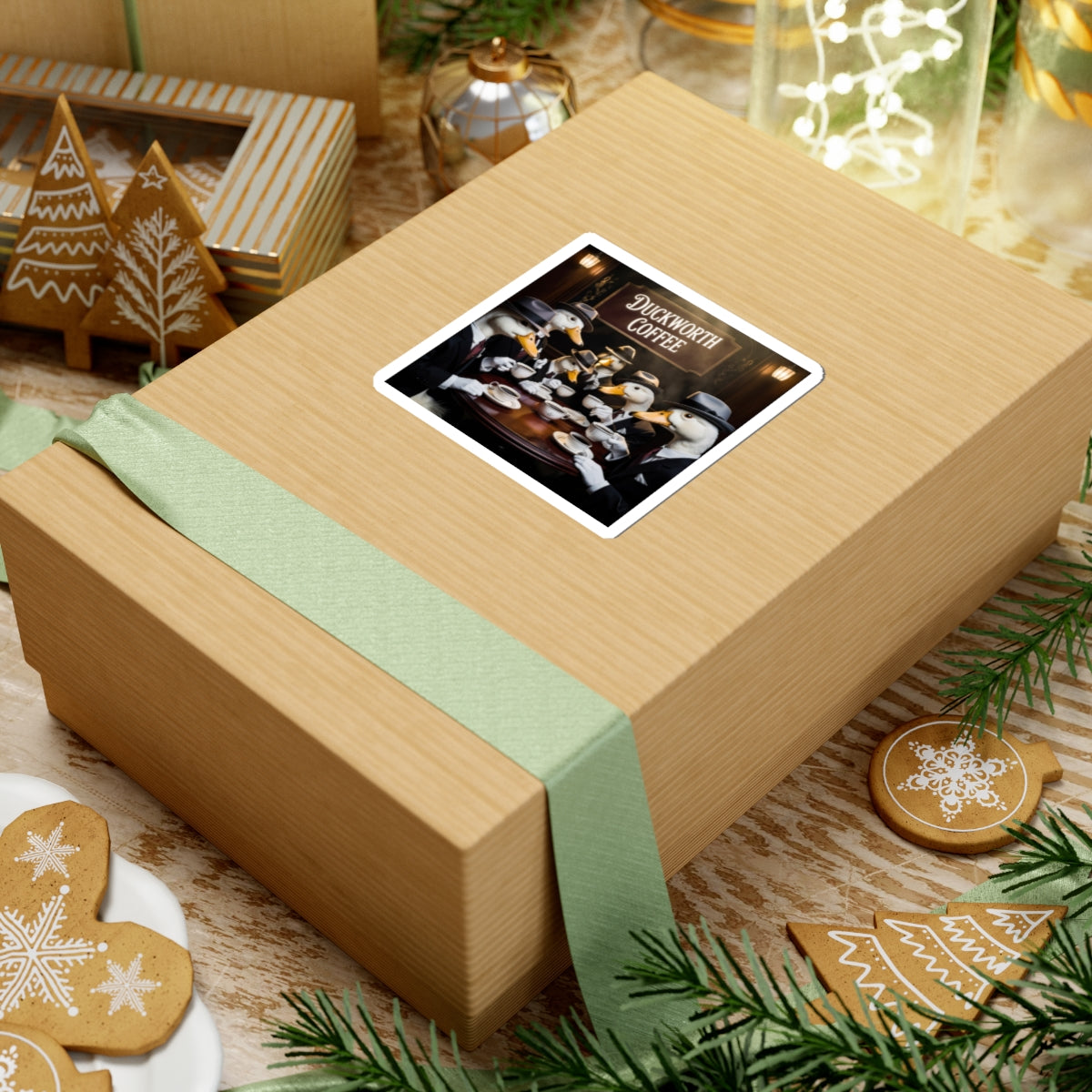 Duckworth Coffee Duck Mafia Sticker — Vintage Dapper Ducks Coffee Shop Kiss-Cut Sticker