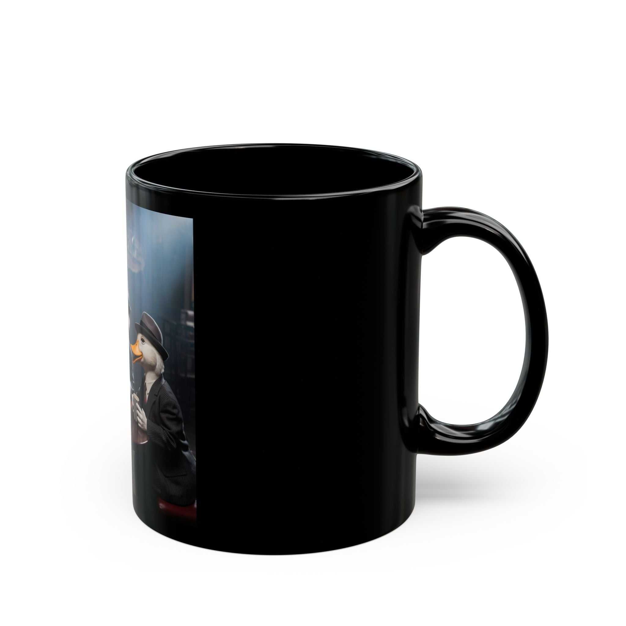Noir Duck Mafia Ceramic Mug — 11oz/15oz Black Coffee Cup