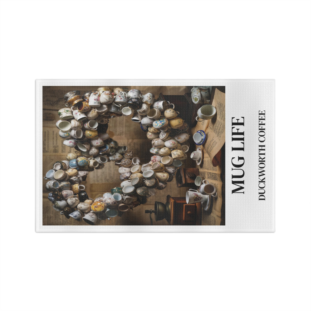 Mug Life Coffee Microfiber Tea Towel — Vintage Coffee Mug Collection Design